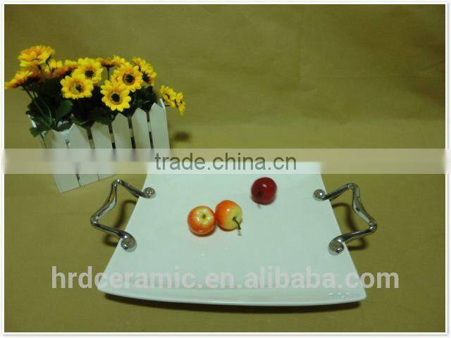 new fashion stock ceramic sauce plate with handle