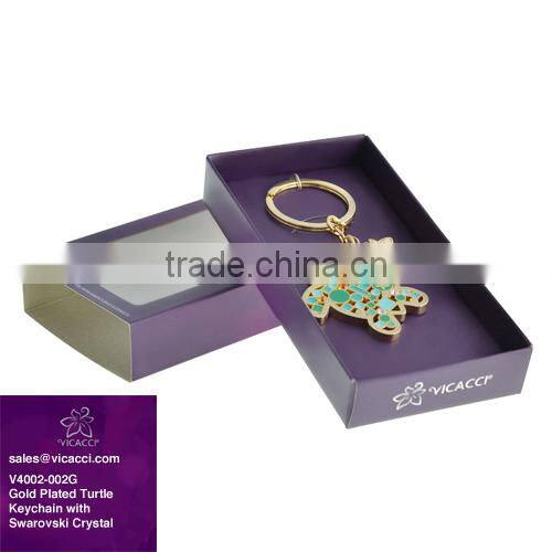 Promotional Item Gold Plated Butterfly Keychain with Swarovski Crystal