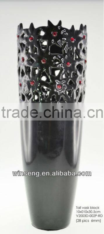 Ceramic Tall Vase with Crystals from SWAROVSKI