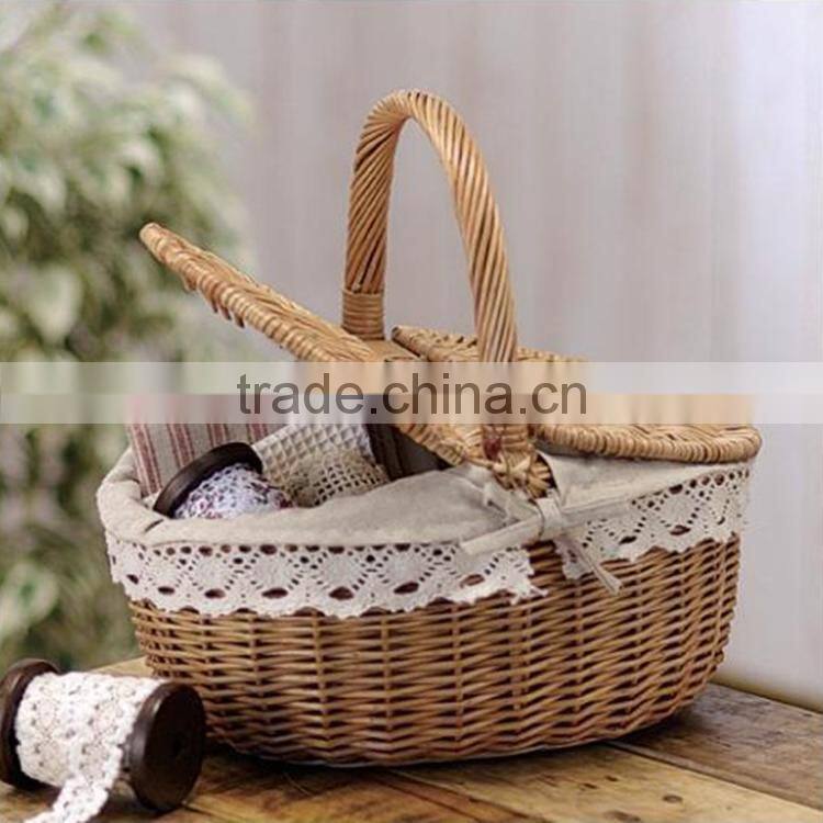 black willow woven wicker wine basket
