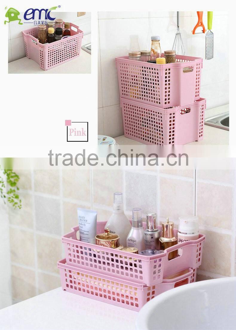 emc creative plastic storage basket, stackable storage basket
