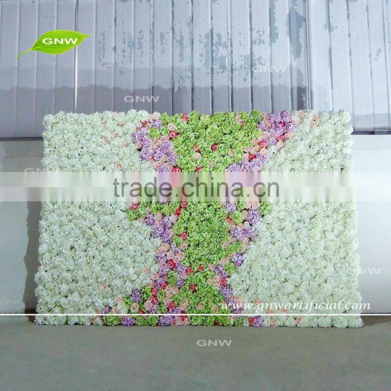 GNW FLW1508013 High quality green artificial rose flower wall for wedding decoration