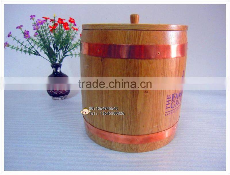 natural colour wooden coffee whisky wine barrel,bucket cask packing wit lid can print LOGO