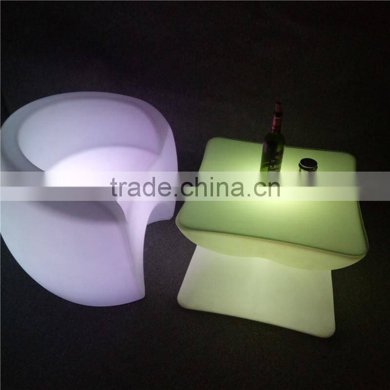 Modern classic plastic colorful lighting illuminated RGB LED chair with table