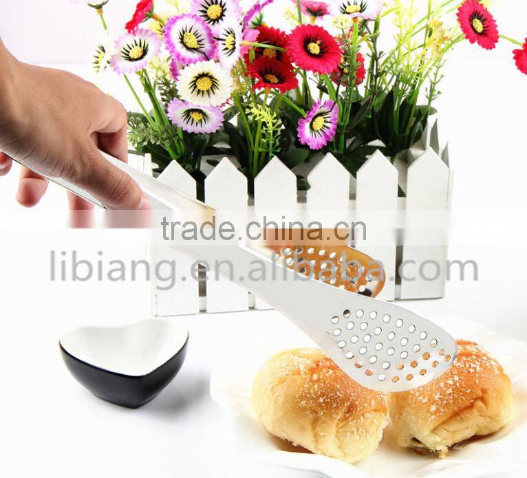 3 sizes stainless steel bread tongs/ bbq food tongs