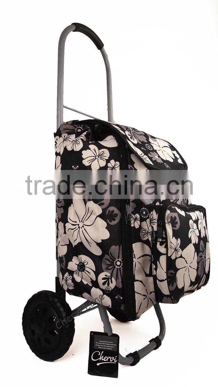 Zebra Pattern 20 Wheeled Rolling Shopping Tote Bag with Retractable Handle