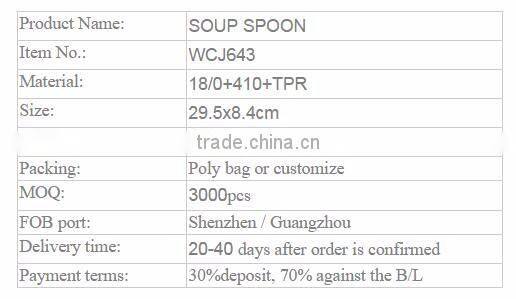 WCJ643 STAINLESS STEEL UTENSIL, SOUP SPOON welding,high quality,mirror,finishing