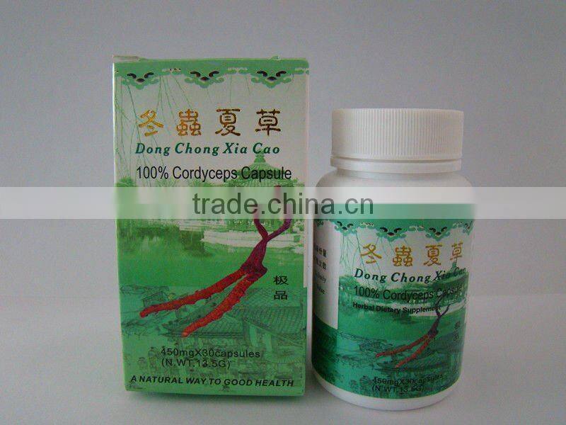 Chinese herbal Cordyceps capsule, (100%cordyceps sinensis) 75capsules/box