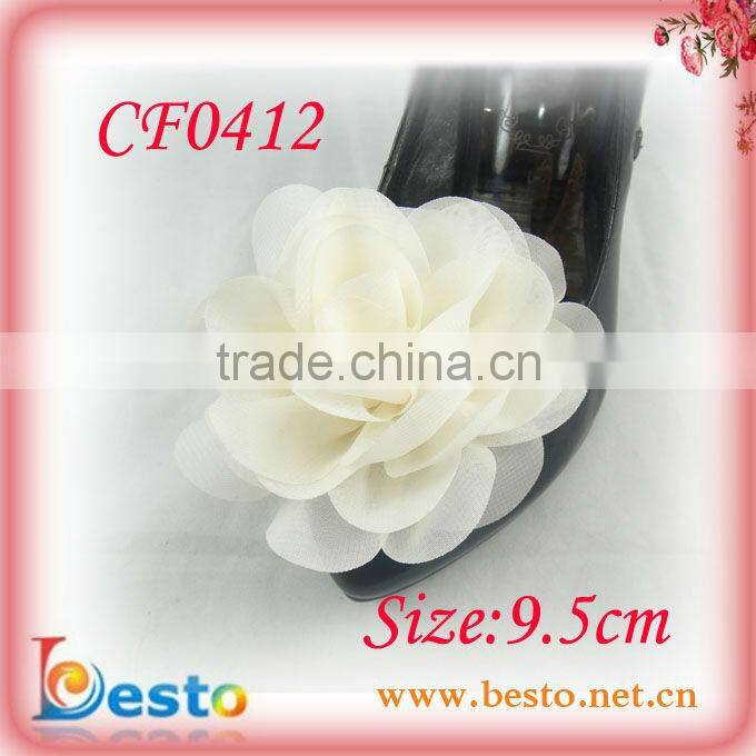 CF0412 Factory high quality ladies ivory chiffon fashion sandal accessories with clips