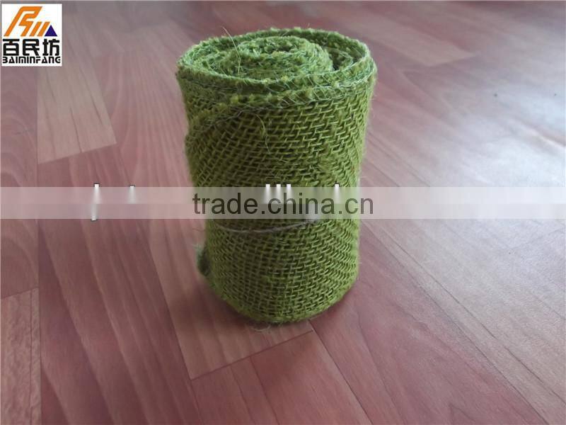 burlap ribbon green color 5'' wide,10 yards long ,decoration in party
