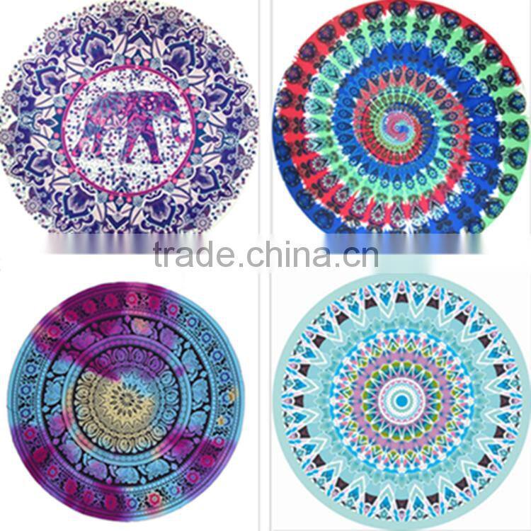 2017 new arrived hot selling round beach towels mandala with tassels turkish microfiber towel