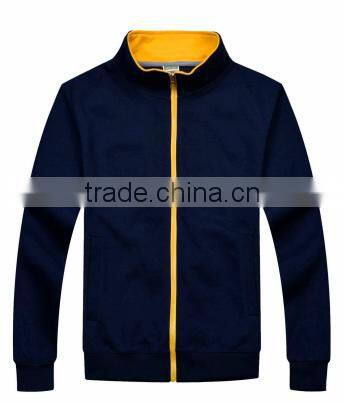 Custom stand collar color men's fitness hoodie polar fleece with zipper no hoods