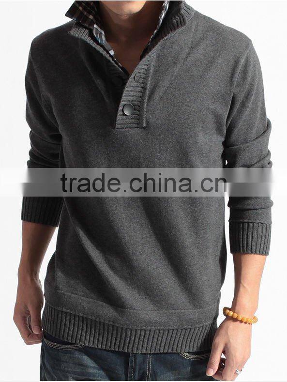 latest men's knitted double collar sweater