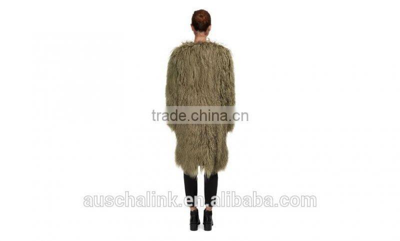 best selling fashion green sheepskin long coats for ladies
