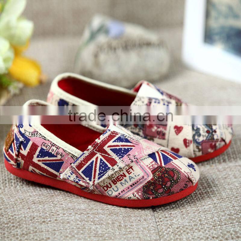 slip-on no laces fashion stylish cartoon cotton cloth casual fabric shoes for kids children boys girls or adults