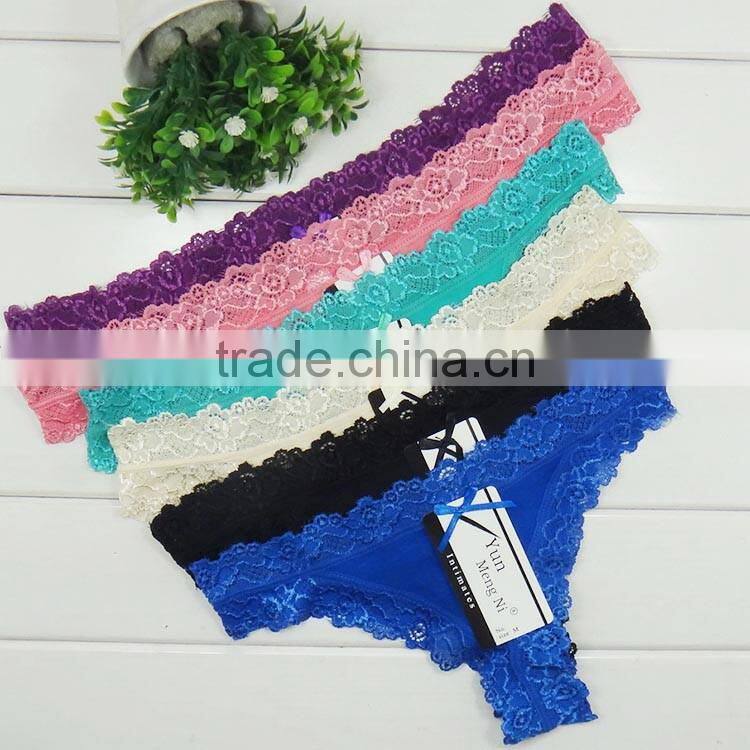 Lace transparent thong bikini embroidery cotton mature women g string underwear