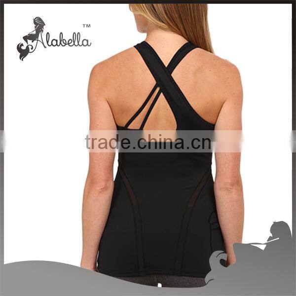 Seamless knitting ladies tank top bra sport scoop neckline tank top