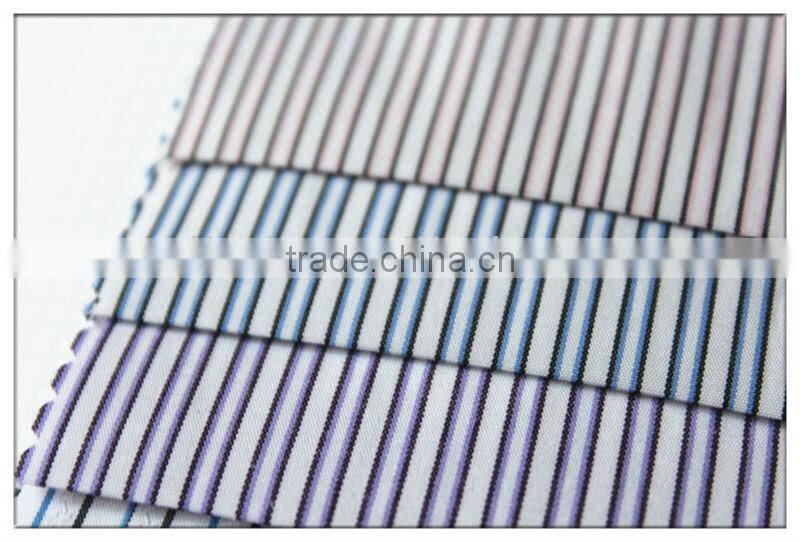 shirt fabric/ poly cotton twill fabric yarn dyed stripe pattern