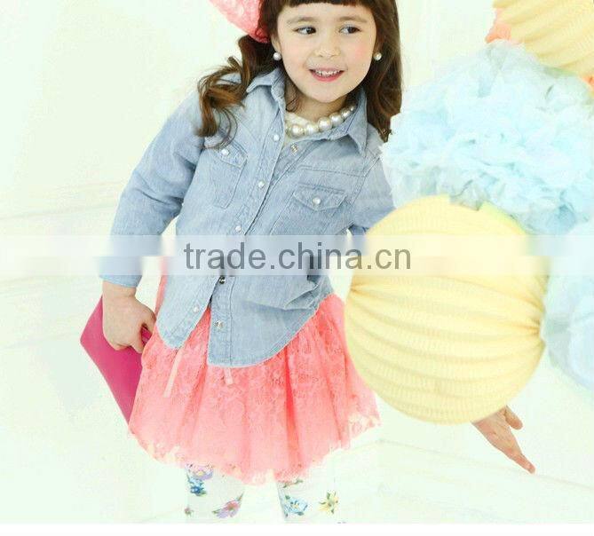 Newest style Autumn/spring season children young girls jean coat