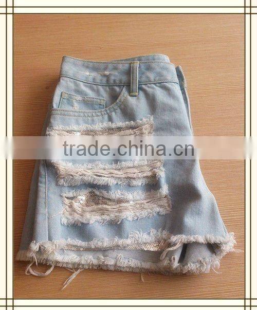 2012 women latest fashion shining blue hot pants