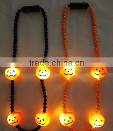 Halloween symbol led necklace plastic beads led necklaces glowing necklace jewelry with custom logo for promotion gifts
