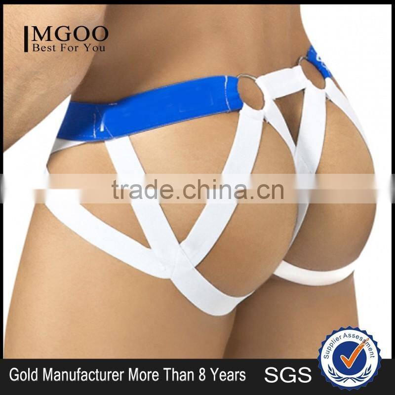 New Arrival Fashion Elastic Band Jockstraps Underwear Bottom Price Blue White Cotton Inflatble Thongs
