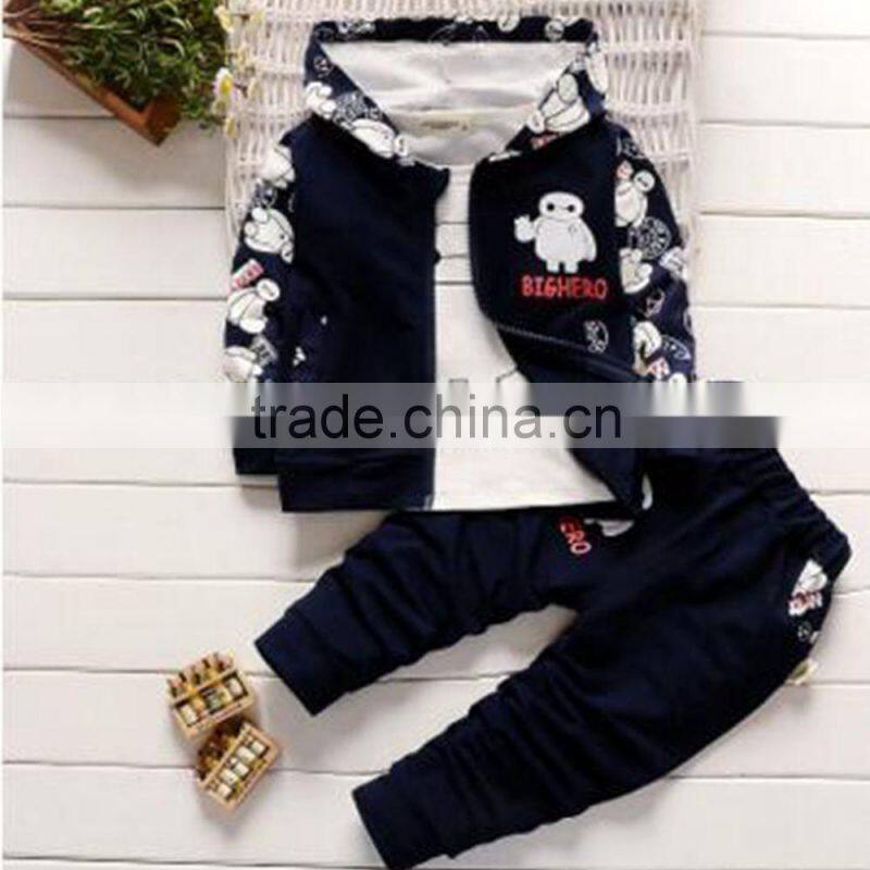 The boy autumn suits new children's cartoon children's leisure sports sweater three piece