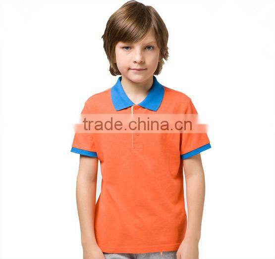 new design short sleeve kid's slim fit contrast trim polo shirt