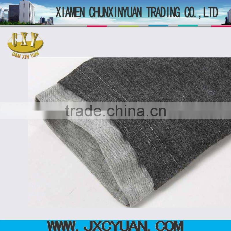 fashion heather gray men double contrast collar long sleeve t shirts