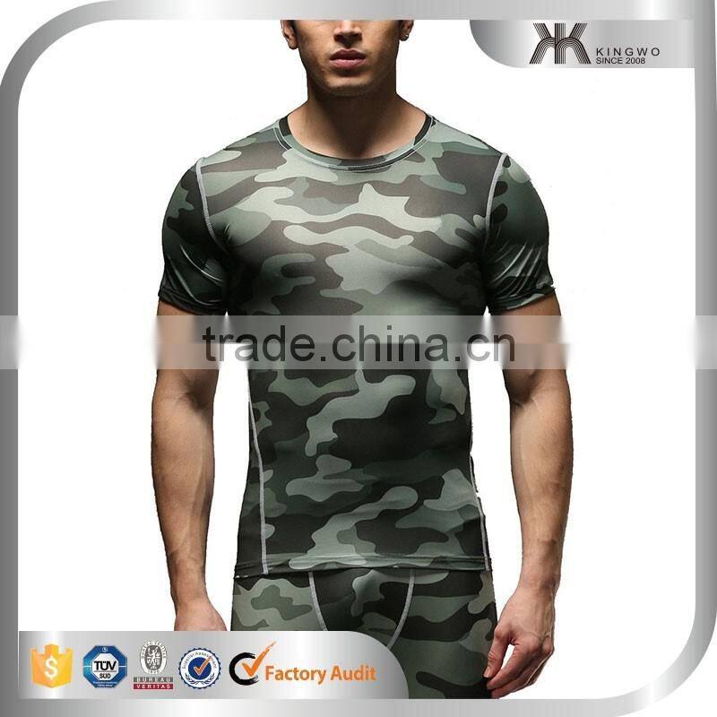 Exercise Equipment Fitness Apparel Men OEM Clothing Sublimation Camouflage Fabric T-shirt Men's Clothing