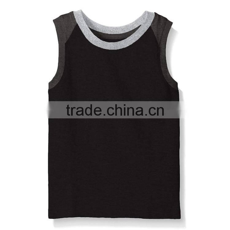 Cheap wholesale sports open side 95% cotton 5% spandex kids tank top