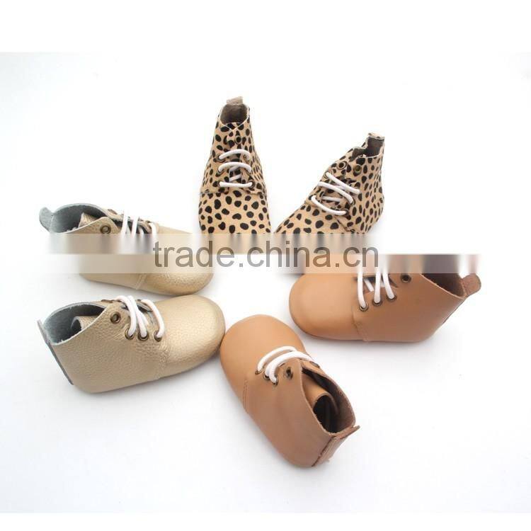 Fancy handmade genuine leather baby winter boots