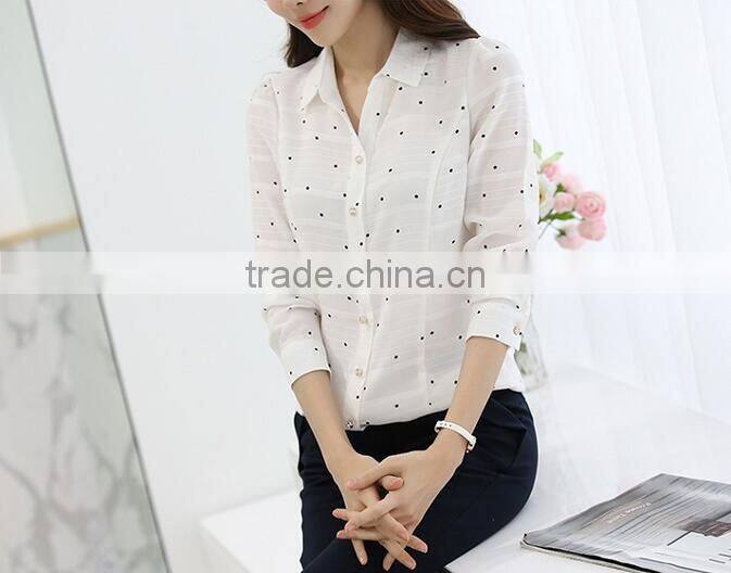 custom wholesale ladies blouse patterns women cotton formal business blouse with dot