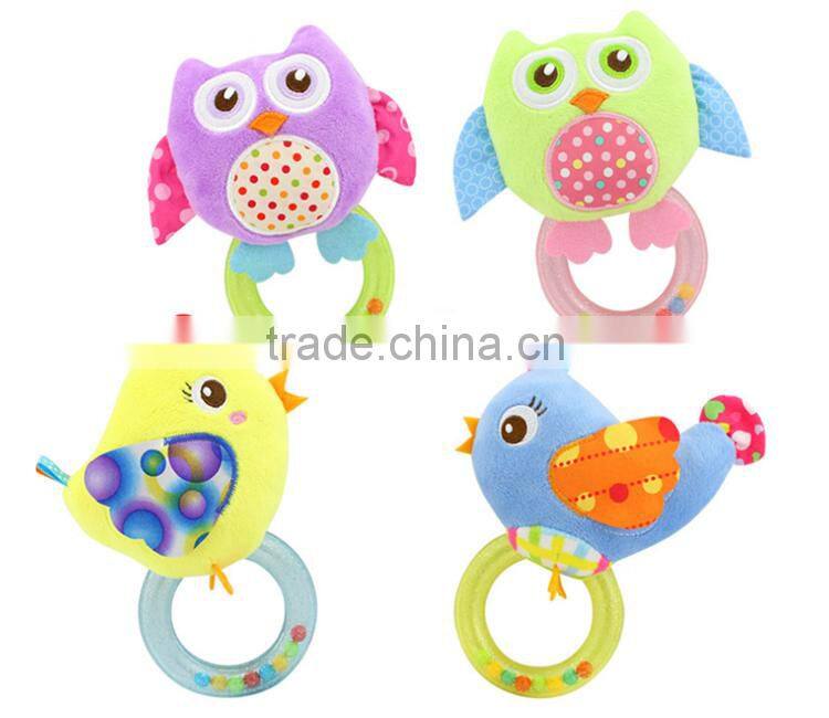 Colourful Circle Baby Plastic Ring Rattle Insert Teether Toy For Gift