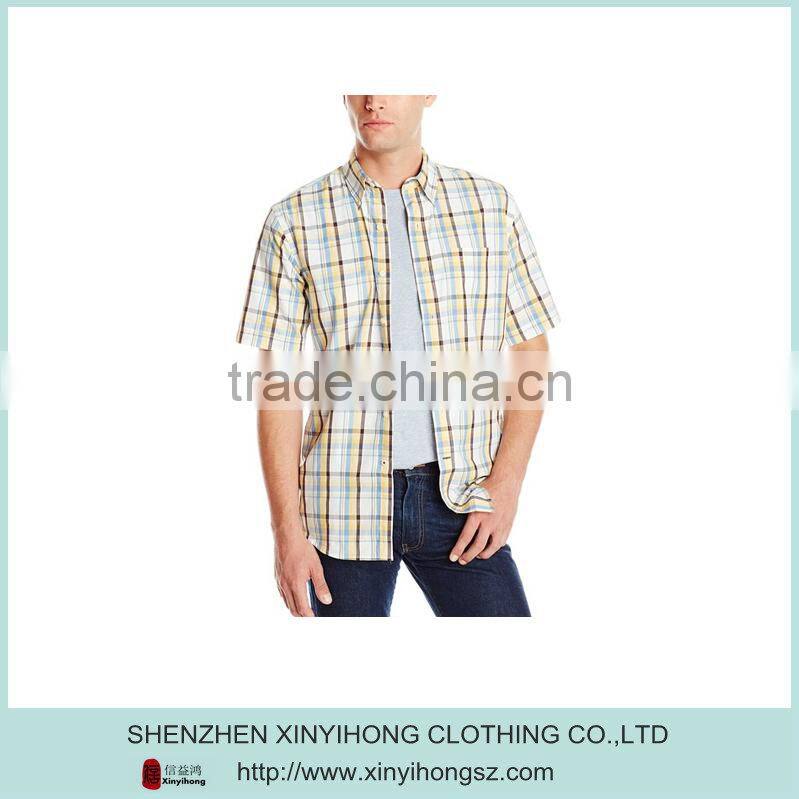 Wholesale Man's Casual Short Sleeve Checked Woven Shirt
