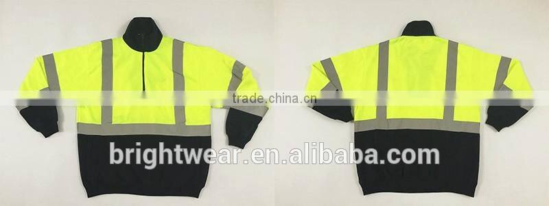 Contrast safety sweatshirt with reflective tape and zipper