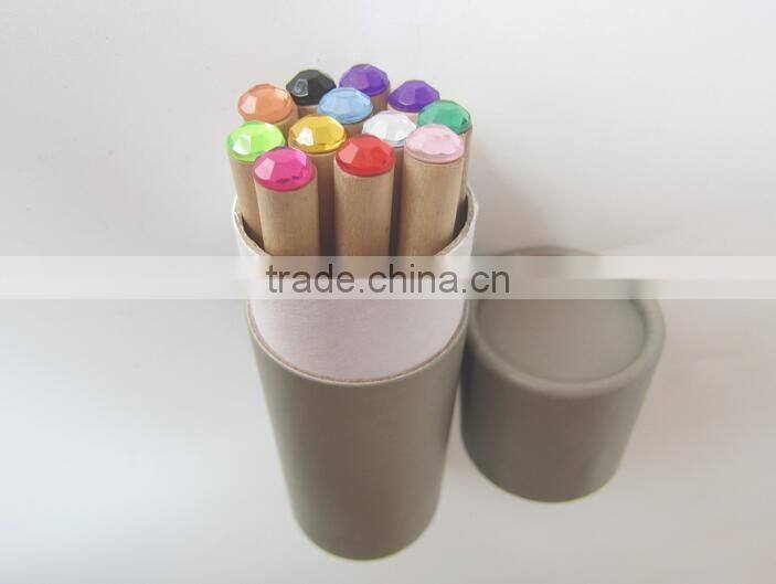 3.5''HB natural pencils wih diamond in paper tube