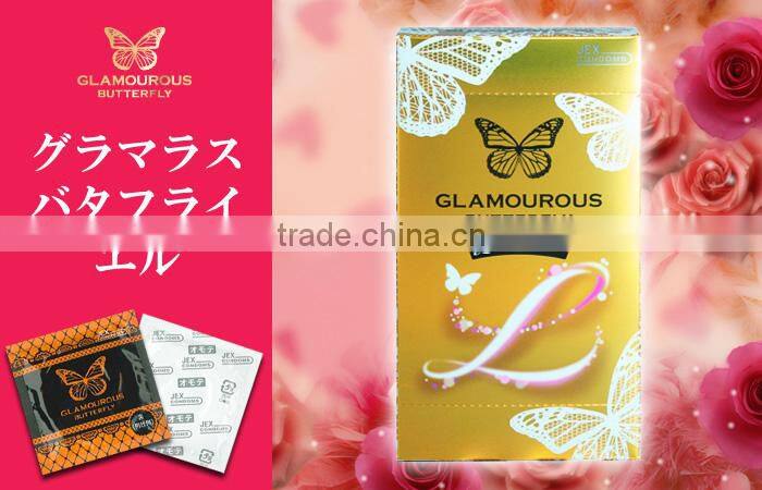 Japan Condom 'GLAMOUROUS BUTTERFLY L' --- outside top jelly-coated --- 6p