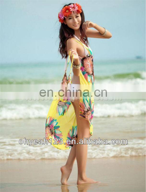 Young ladies beautiful yellow cheap chiffon sarongs wholesale
