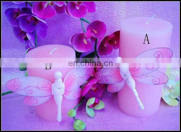 Blue Nylon butterfly bulk pillar candle for home decoration