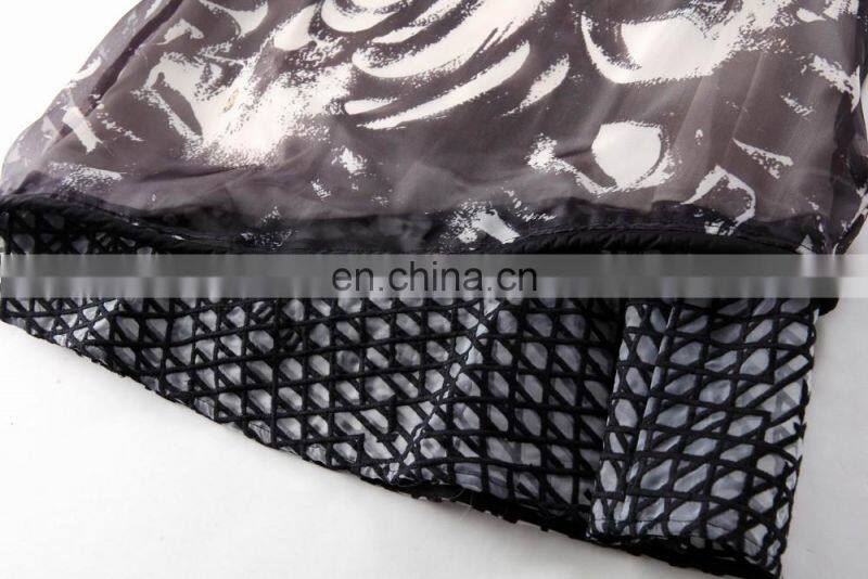 High quality sleeveless print organza dress 2016 mesh panel dress