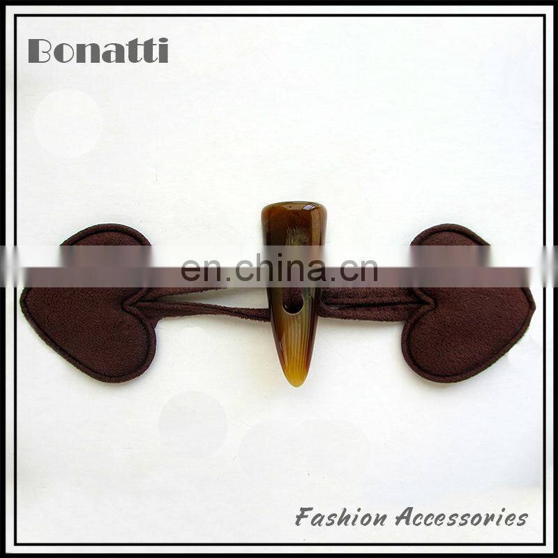 PU leather toggle button with metal buckle