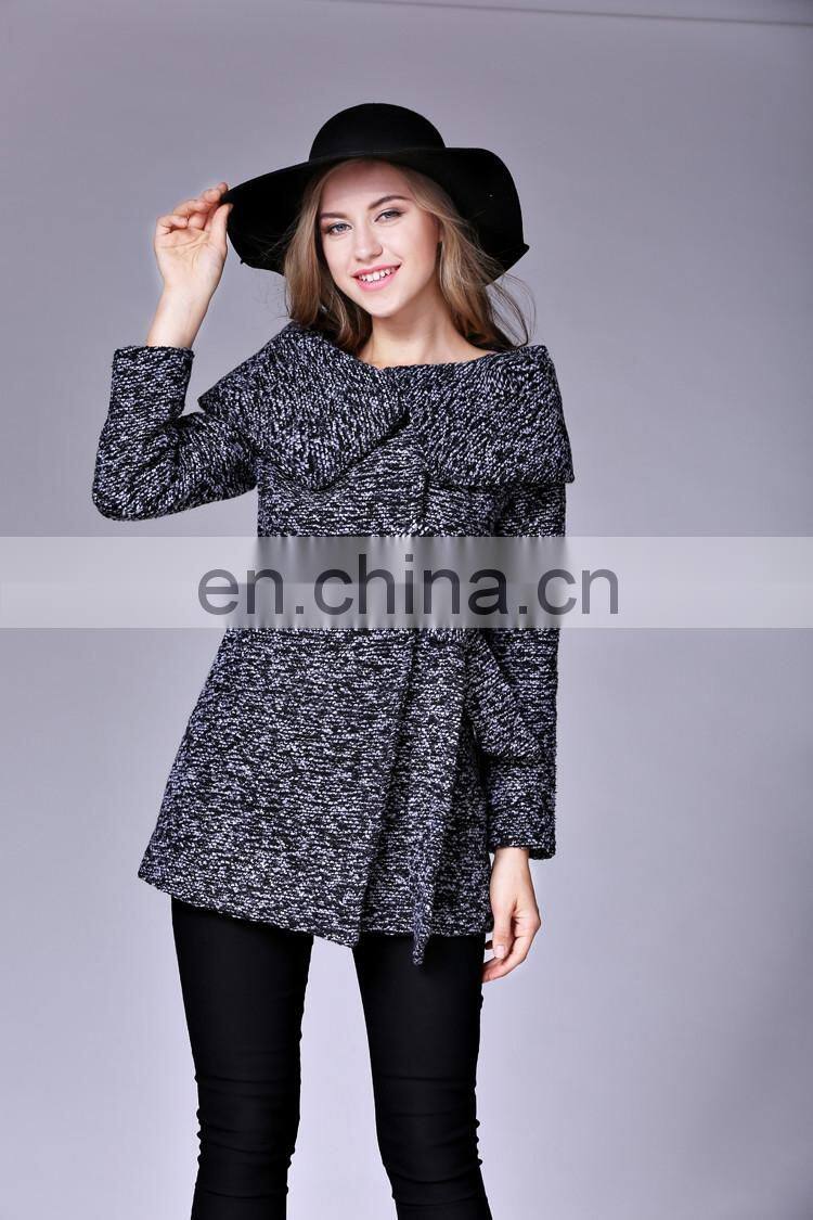 hot sell elegant slim vision long sleeves cloak collar with waist belt woman trench woolen coat