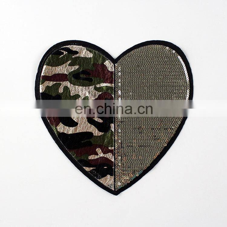 Hot Sale T-shirt Patch Heart Star Smiling Face Embroidery Patch With Camouflage And Sequins
