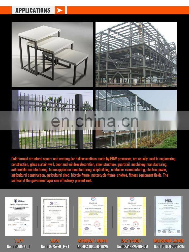 Black ERW SHS and RHS construction pipe 100*70* 3mm thick square steel tubing / rectangular steel pipes Q235 Q345 grade