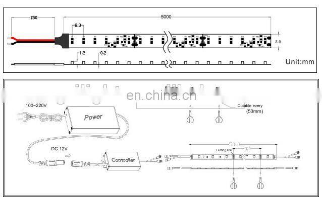 Underwater led strip light ip68 tow color led 3014 224leds CCT temperature color change tape