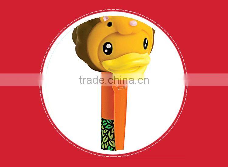 Novelty custom made advertising ball pen with animal head for kids as gift