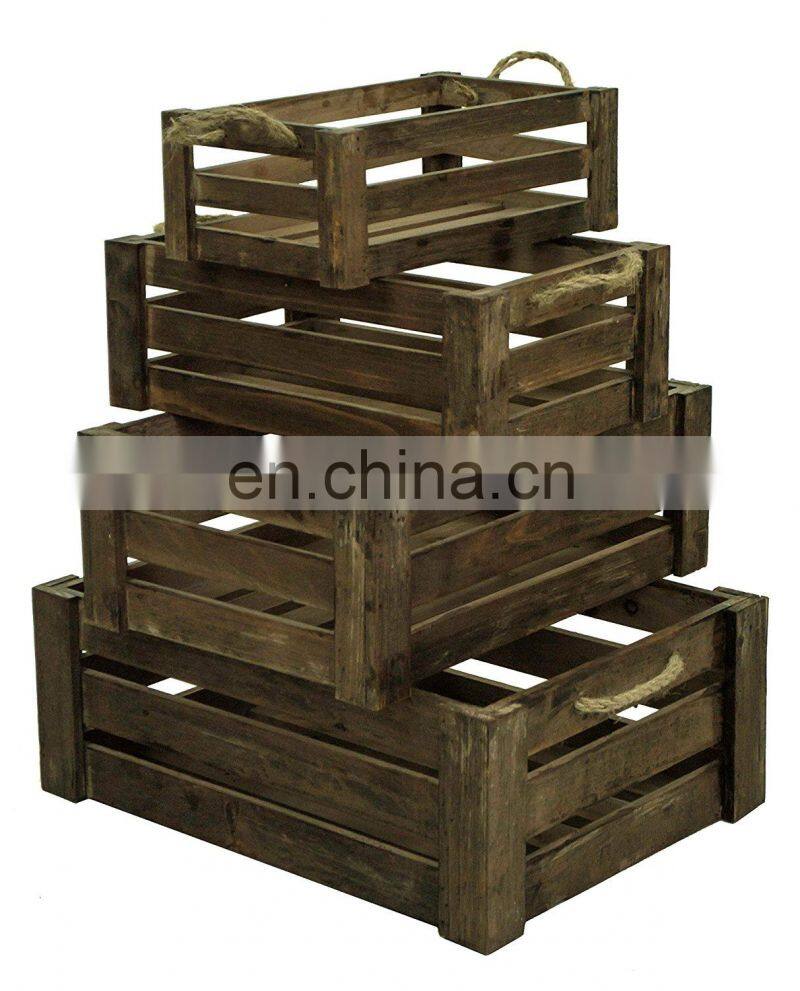 Wooden Slatted Apple Crate Display Box