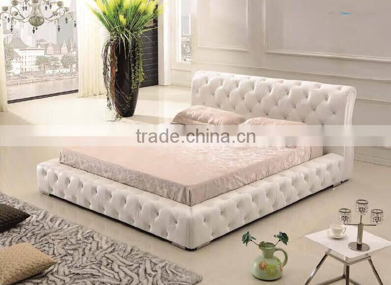 2016 new Bedroom furniture water bed price,folding+table,white leather bed for Christmas promotion