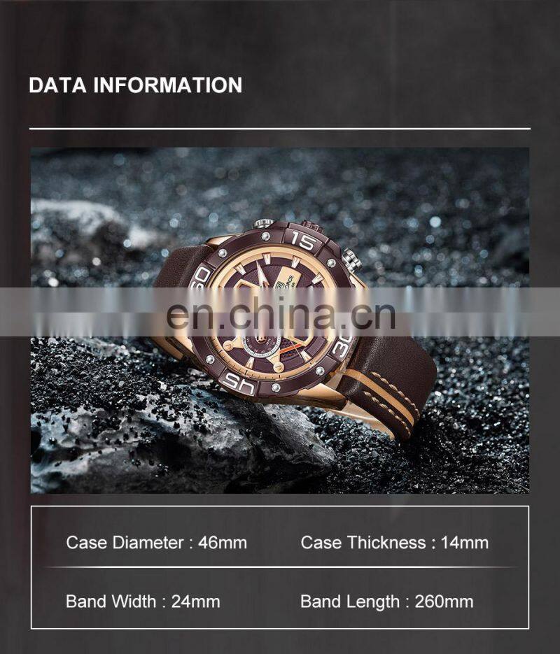 NAVIFORCE NF8018 Luxury Quartz Watches Mens Fashion Casual Leather Strap WristWatch Military Sport Waterproof Analog Clock